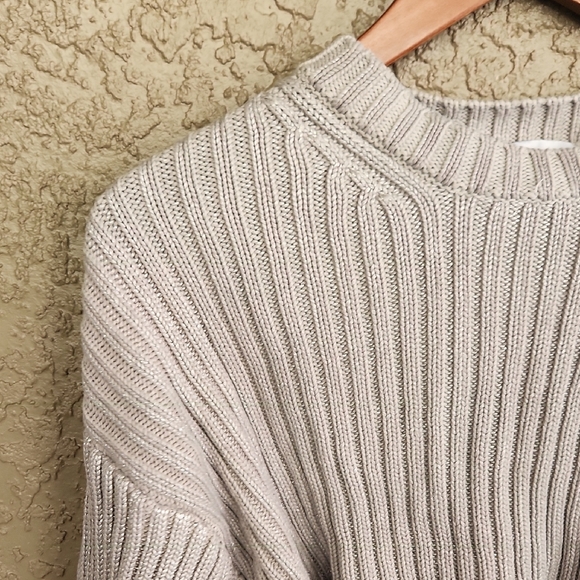 Zara Ribbed Distressed Sweater Metallic Silver - Picture 6 of 9